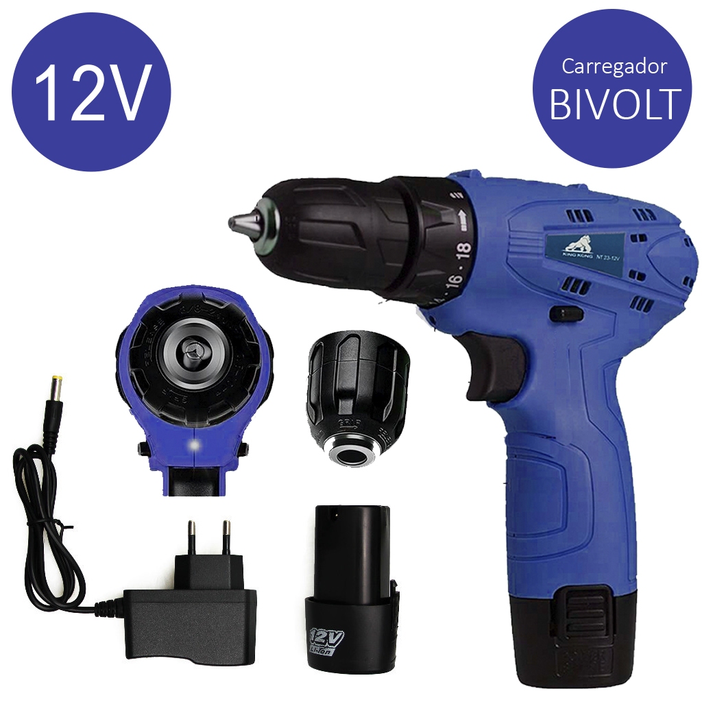 Parafusadeira a Bateria 12v 10mm 24n NT23-12V King Kong | Shopee