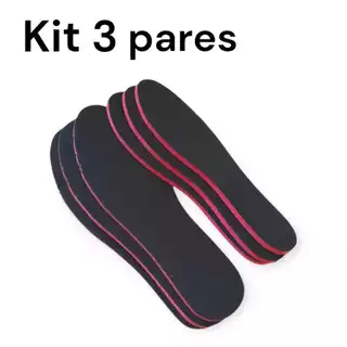 kit 3 Palmilha Lisa Tênis Feminino Masculino Pisada Futebol Macia Confortável Ortopédica Bota