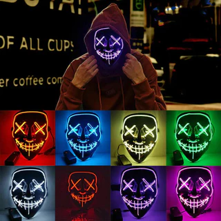 Máscara Halloween Led Fantasia Neon The Purge Terror Cosplay The Purge Horror Mascara Festa Balada Rave