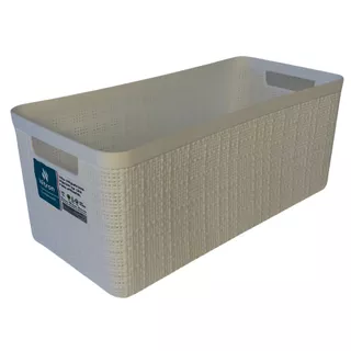 Cesto Juta Alongado Organizador Multiuso Grande Branco Plástico 7L Retangular Decorativo