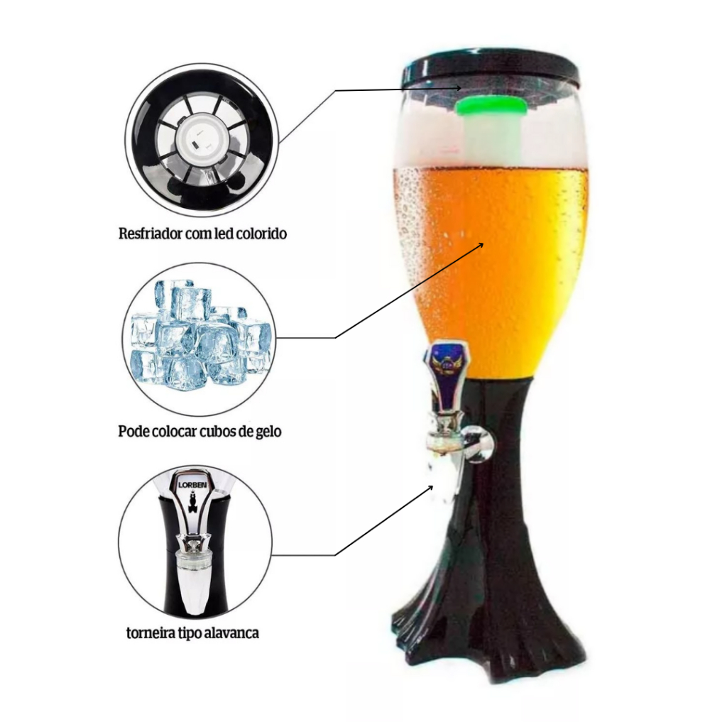 Torre Chopp Chopeira Gelado Choppeira 2,0lt Resfriador Led | Shopee Brasil