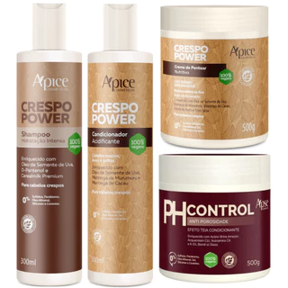 Kit Crespo Power Apse Porosidade Shampoo + Condicionador + Creme Pentear + Mascara Ph Control 500g