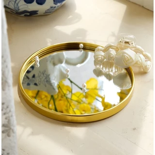 HICALI Bandeja Espelhada REDONDO Multiuso Decorativa Banheiro Lavabo Decoração Bandeja Espelhado Cafe