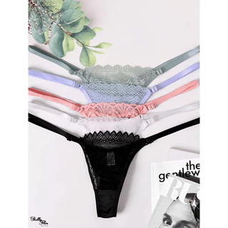 Kit 5 Calcinhas Fio Duplo Renda Microfibra com Alças Reguláveis String Lingerie Feminina Fio Dental