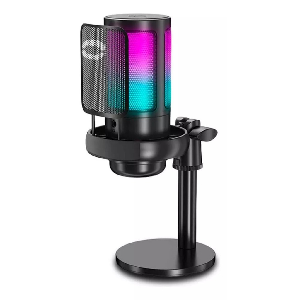 Microfone Condensador Cardióide Gamer Rgb Led Alta Captação
