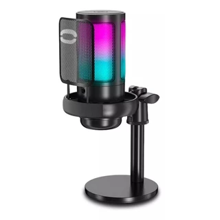 Microfone Condensador Cardióide Gamer Rgb Led Alta Captação
