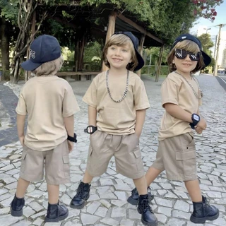 Roupas com 3, 2 ou 1 Bermudas Sarja Cargo Casual para Crianças Menino Infantil - FANY KIDS