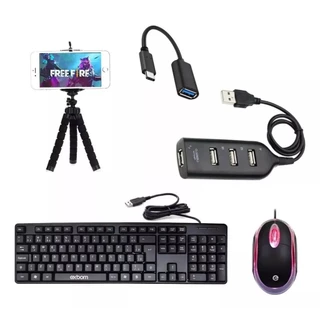 Kit Gamer Mobilador Teclado + Mouse Hub + Cabo Tipo em Oferta na Shopee