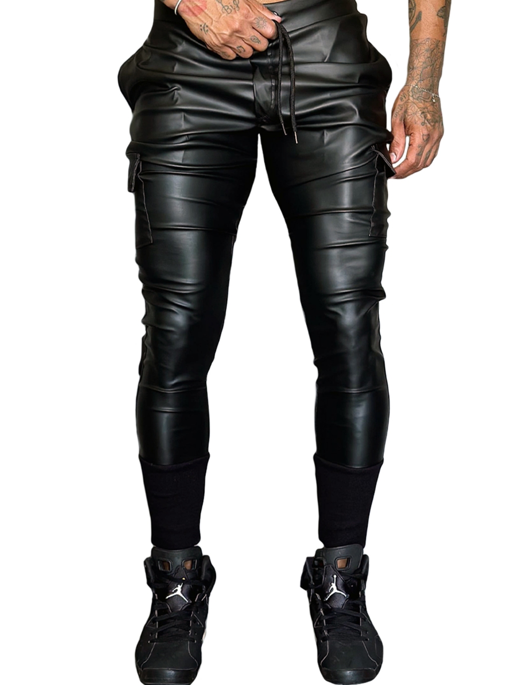 Calça Lacapa Preta Courino Black Slim Fit Streetwear Jogger Resinada ...