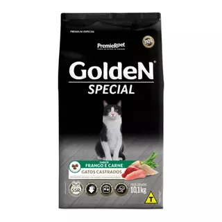 Ração Golden Special Gatos Castrados Sabor Carne e Frango 10,1Kg