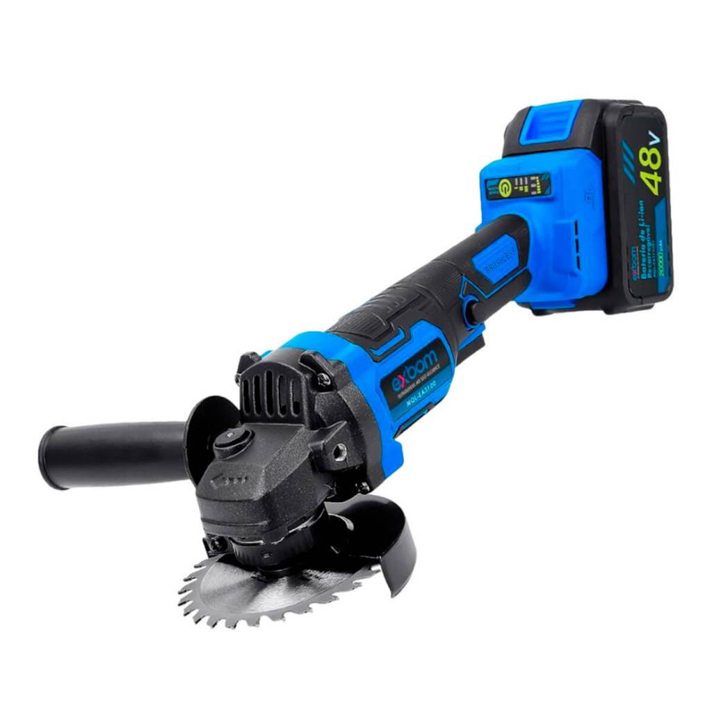 Lixadeira Esmerilhadeira Angular 48V 25 peças 20000mAh com Maleta e Acessórios 2 Baterias + Discos Sem Escova 10000rpm