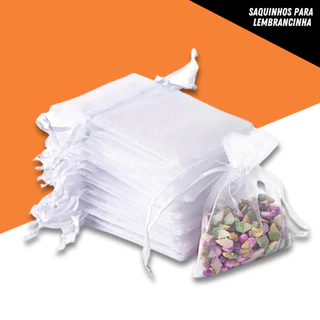 Kit 10/50/100 Un Saco Saquinho Organza Tule Lembrancinhas 7x9 9x12 10x15 Branco Festa Casamento