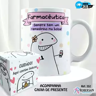 Caneca Farmácia Farmaceutica Personalizada Flork com Nome Bolo Bento Cake Copos Profissões 352