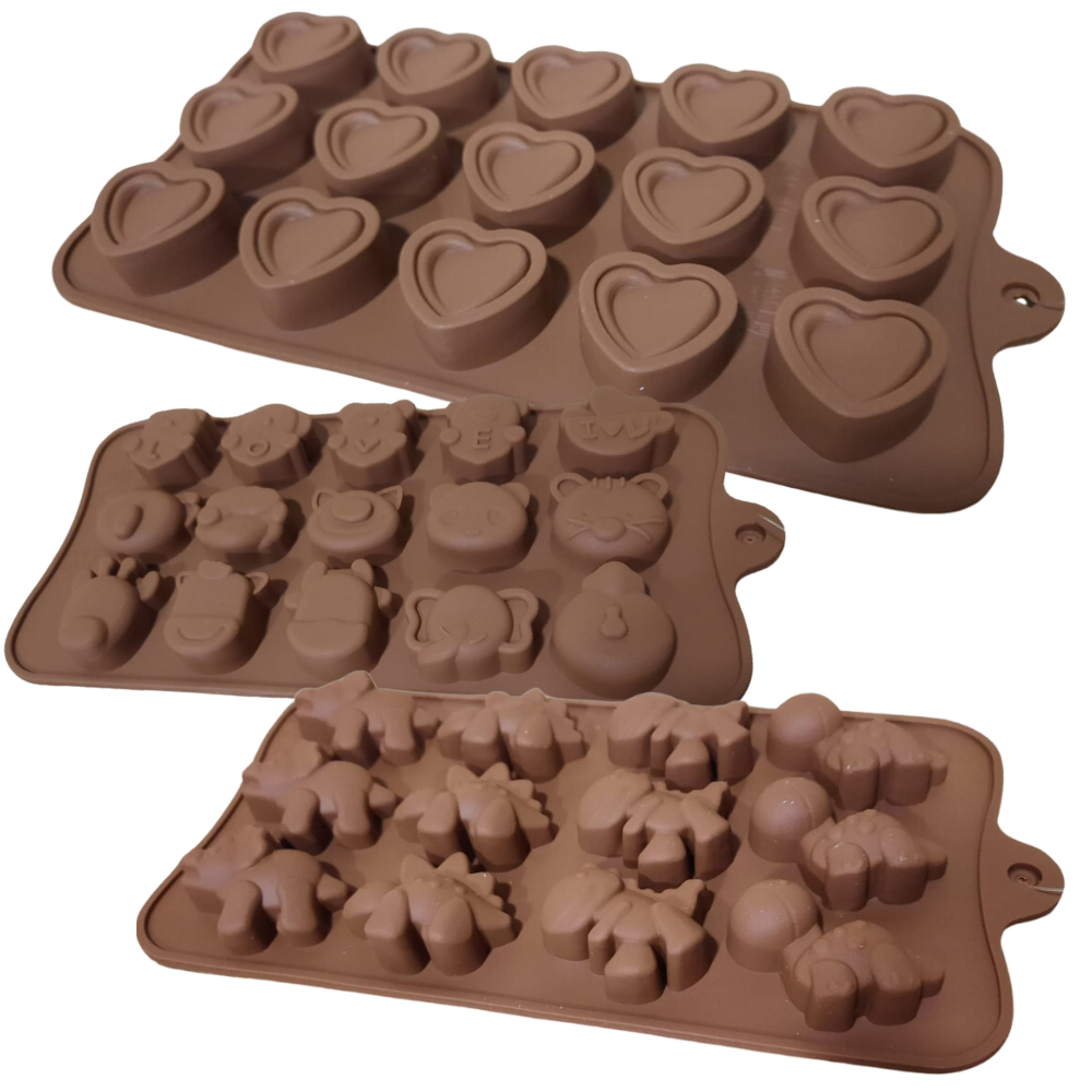 Forma De Chocolate Com 12/15 Cavidades De Silicone coração dinossauro animais sortido