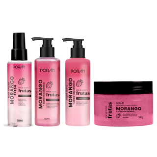 Kit Corporal Morango Sabonete Hidratante Esfoliante Body Splash Kit banho