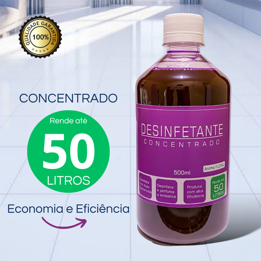 Desinfetante Concentrado de 500ml ( FAZ ATÉ 50 LITROS ) | Shopee Brasil