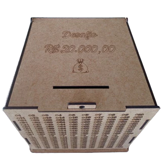 CAIXA DESAFIO 20 MIL REAIS CASAL COM FECHO PARA CADEADO, JUNTE 20 MIL EM 400 DEPÓSITOS , COM ESTA CAIXA EM MDF CRU. em Oferta na Shopee