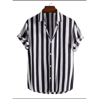 Camisas Listradas Masculinas Confortaveis Havaiana Manga Curta