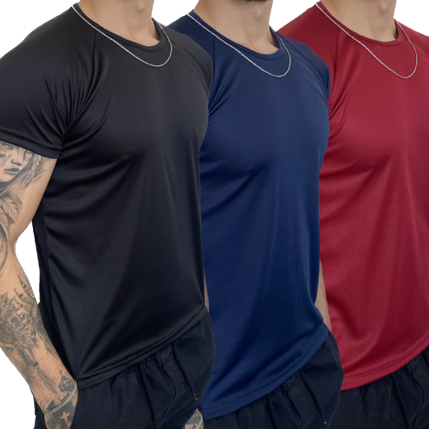Kit 3 Camisetas Dry Fit Masculina - Casual - Treino - Academia - Esportes - Exercícios - Corrida