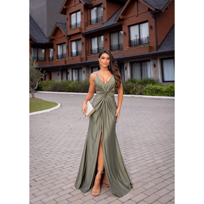 Vestido De Festa De Formatura Convidada Vestido Longo Festa Fenda