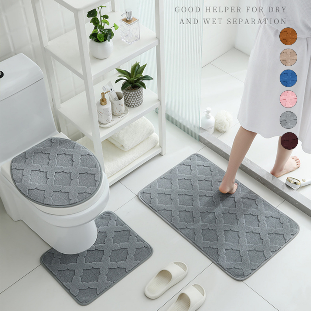 IDeeHome Jogo Tapate Banheiro 3 Peças Antiderrapante Soft Várias Cores