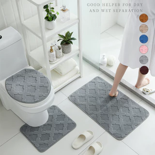 IDeeHome Jogo Tapate Banheiro 3 Peças Antiderrapante Soft Várias Cores