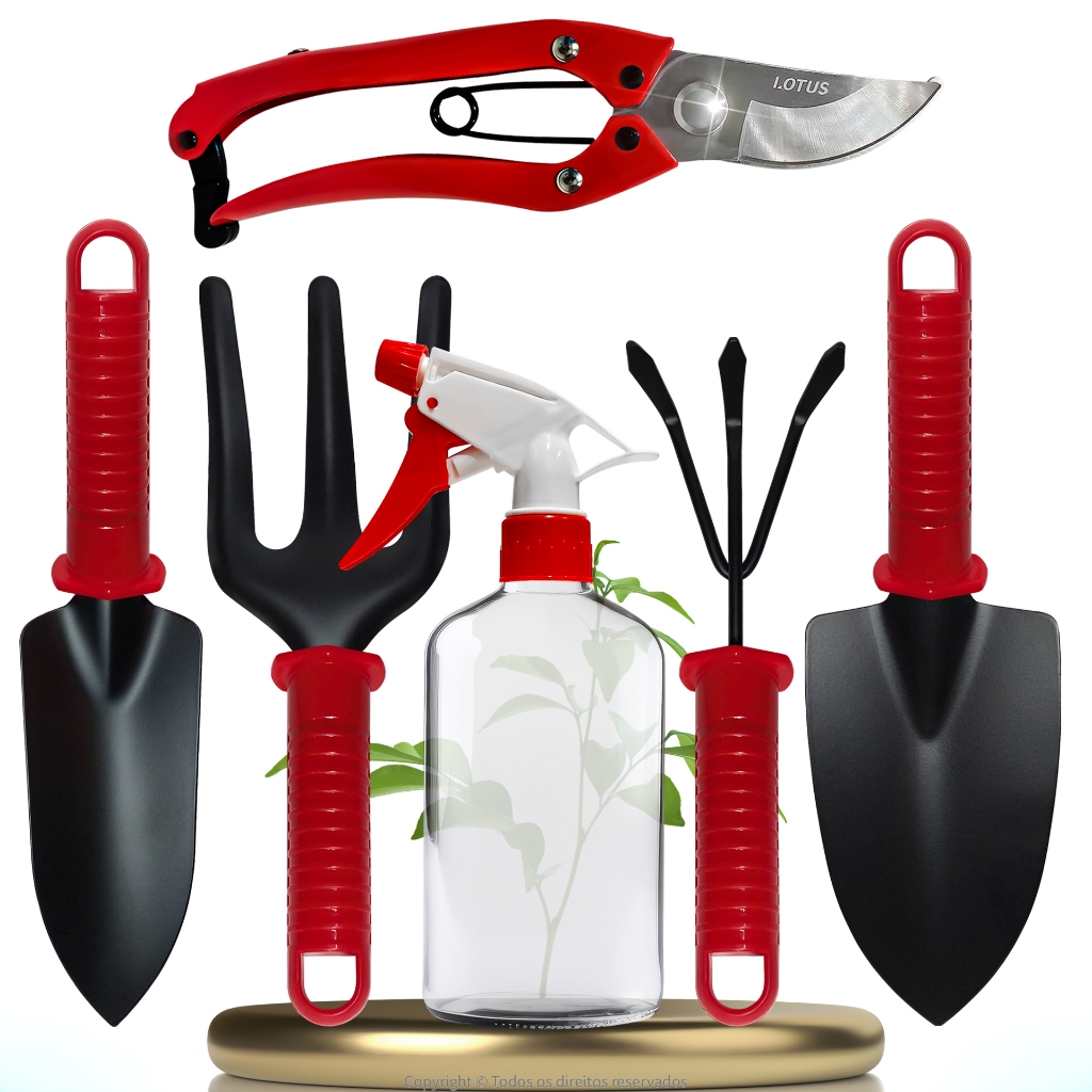 Kits Conjunto Ferramentas De Jardinagem - Pás, Garfo, Ancinho, Pulverizador, Tesoura Poda - Jardim, Horta, Plantio