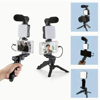 Tripé Estabilizador de Mão kit 5 em 1 gimbal Microfone Celular Gravação De Vídeo Equipamento ao vivo