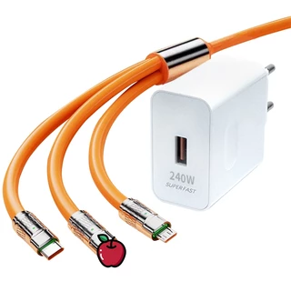ZHIKE Cabo USB De 3 em 1 De Carregamento Rápido Compatível Com Type C Micro USB V8 Laranja Azul Preto 240W 6A De Dados
