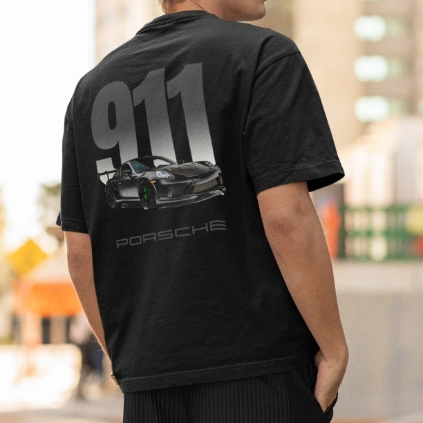 Camiseta Porsche 911 GT3 RS 2 100% Algodão fio 30.1 StreetWear - Preta e Branca