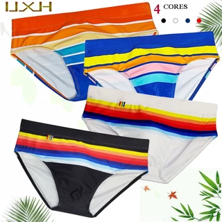 UXH Sungas Masculinas Cuecas Cavadas Com Listras Coloridas Impressas Arco-Íris Simples E Moda 24154