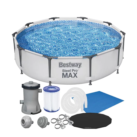 Piscina Estrutural 4678L Circular Pro Max + Filtro 110v ou 220v + Capa + Lona Bestway