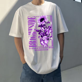 Blusa Oversized Branca Algodão Estampada Brightside Malha Premium