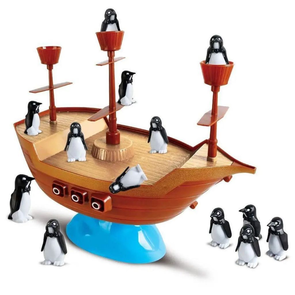 Brinquedo Jogo Navio dos Piratas Game do Equilíbrio com Barco Navio e Pinguim de Brinquedo