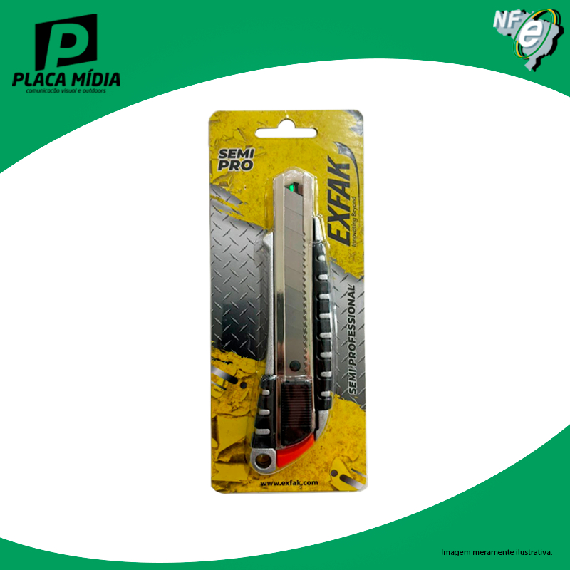 Estilete Metal 18mm EXFAK Reforçado Profissional Aço Forte