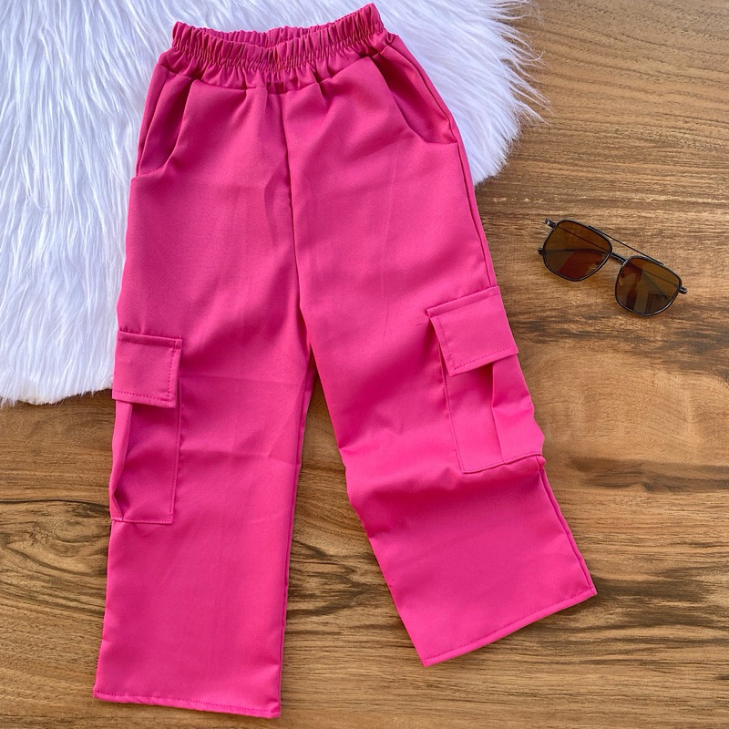 Calça Alfaiataria Cargo Luxo 4 ao 16 Infantil e Juvenil Menina Wide Leg ...