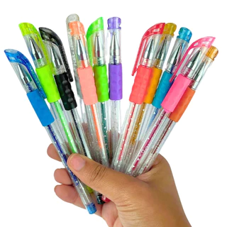 Jogo Canetas Em Gel Flash-Pen - 12 Cores Glitter - BNVT