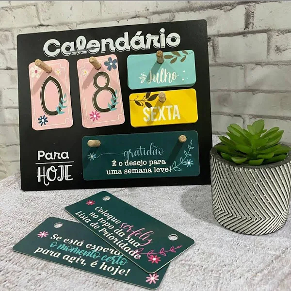Calendário Permanente Com Frases Diversas Mesa Decorativo