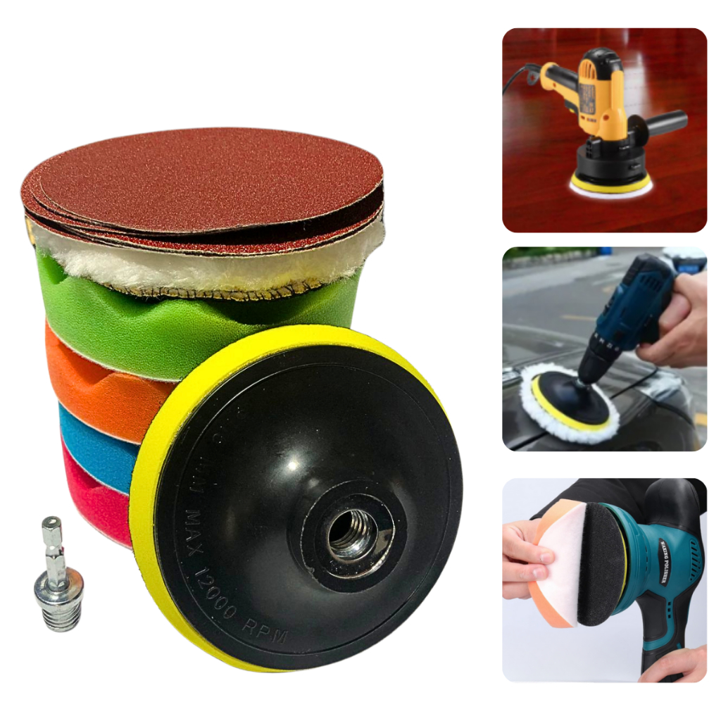 Kit Para Polimento Boinas Esponja 5 Polegadas Lixas Ideal Para Esmerilhadeira Politriz Parafusadeira