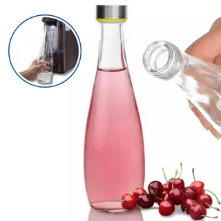 Garrafa De Vidro Premium Tampa Inox Água Leite e Suco
