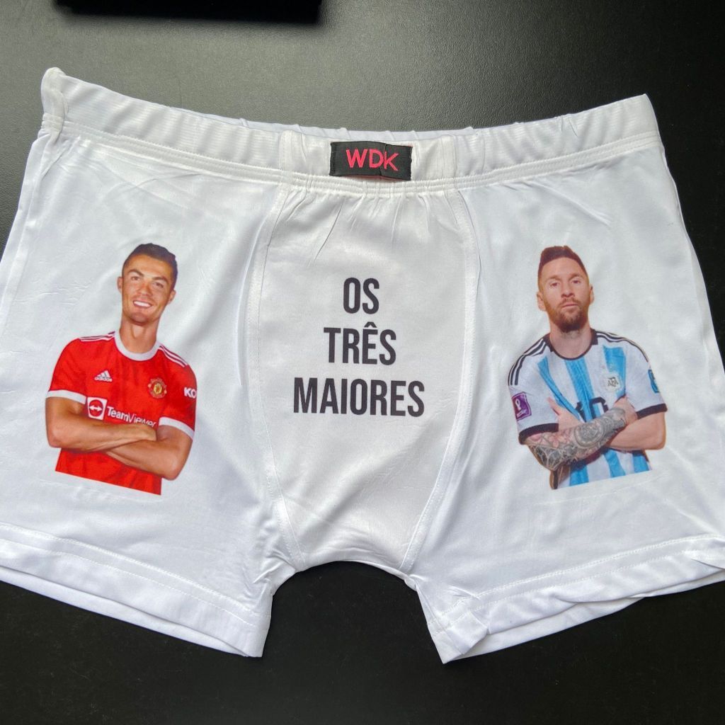 Cueca Box Personalizada Messi e Cr7 "Os três maiores" alta qualidade