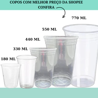 COPO DESCARTAVEL C/ OPÇÕES DE TAMANHO COM DESCONTO P/ ÁGUA, AÇAÍ, CHOPP, SUCO, WHYSK