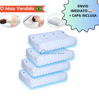 KIT 4 Travesseiro CERVICAL Ortopédico Pillow MAGNÉTICO com Infravermelho Terapêutico Anti Ronco