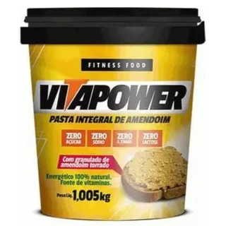 Pasta de Amendoim com Granulado de Amendoim Torrado Integral Zero Açúcar Vitapower Pote 1,005kg