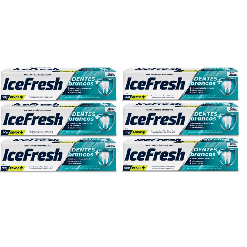 Kit 6un Creme dental IceFresh Dentes + Brancos 90g | Shopee Brasil