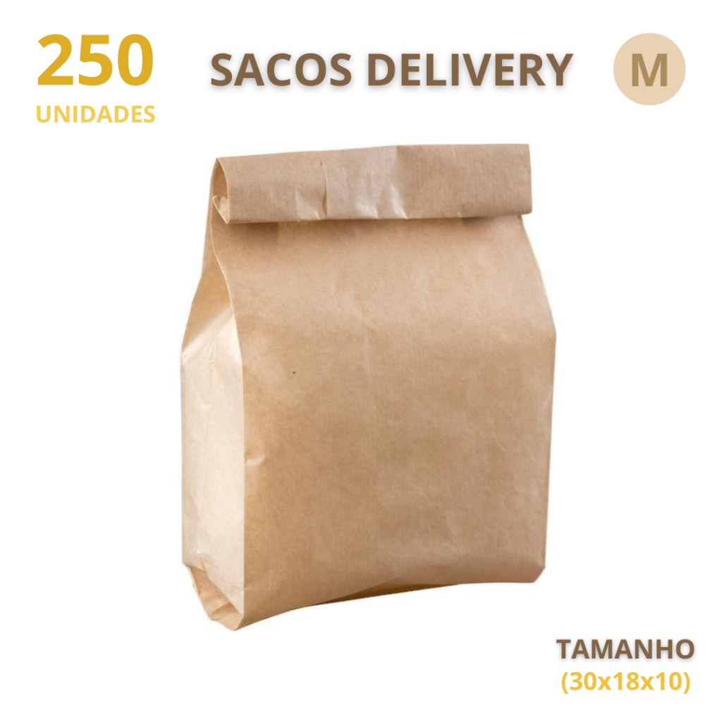 Sacos Kraft 30x18x10 Embalagem Lisa Para Delivery - 5 Kg | Tamanho M
