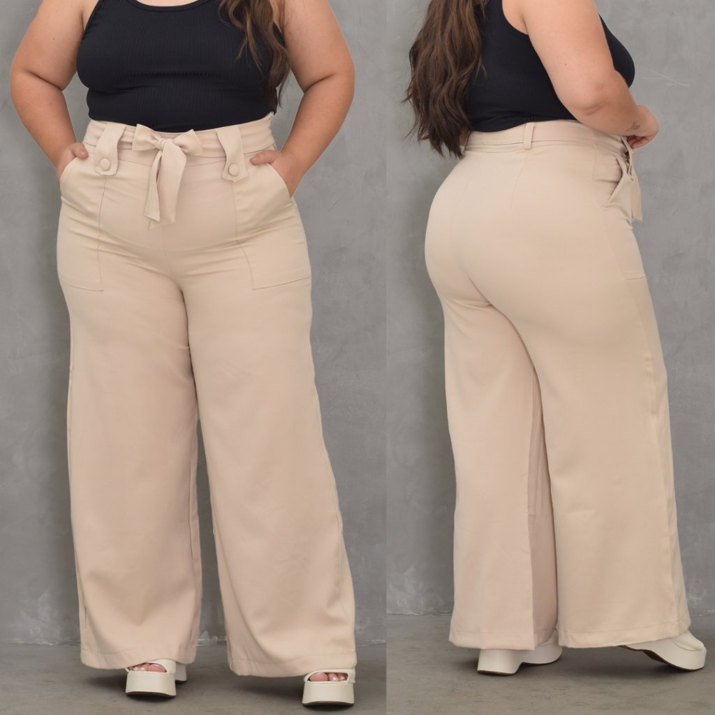 Calça Pantalona Alfaiataria Plus size Elegante Social com cinto