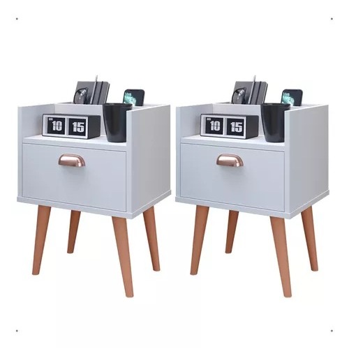 Kit 2 Mesas de Cabeceira Milena 1 gaveta varias cores mesa canto de cama com gaveta