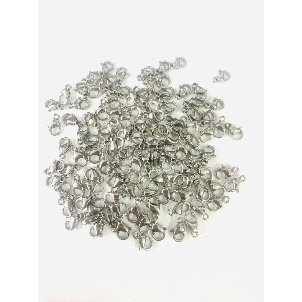 Fecho Lagosta Aço Inox 10mm - 20 peças ( Antialergico e não escurece )
