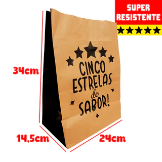 100 uni Saco Kraft Embalagem de Papel Craft Para Delivery Médio
